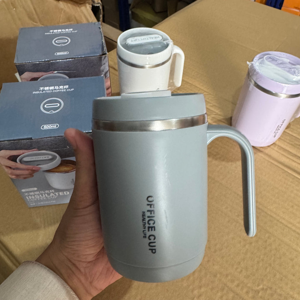 Cool Gray | 500ml Insulated Stainless Steel Office Coffee Mug with Lid