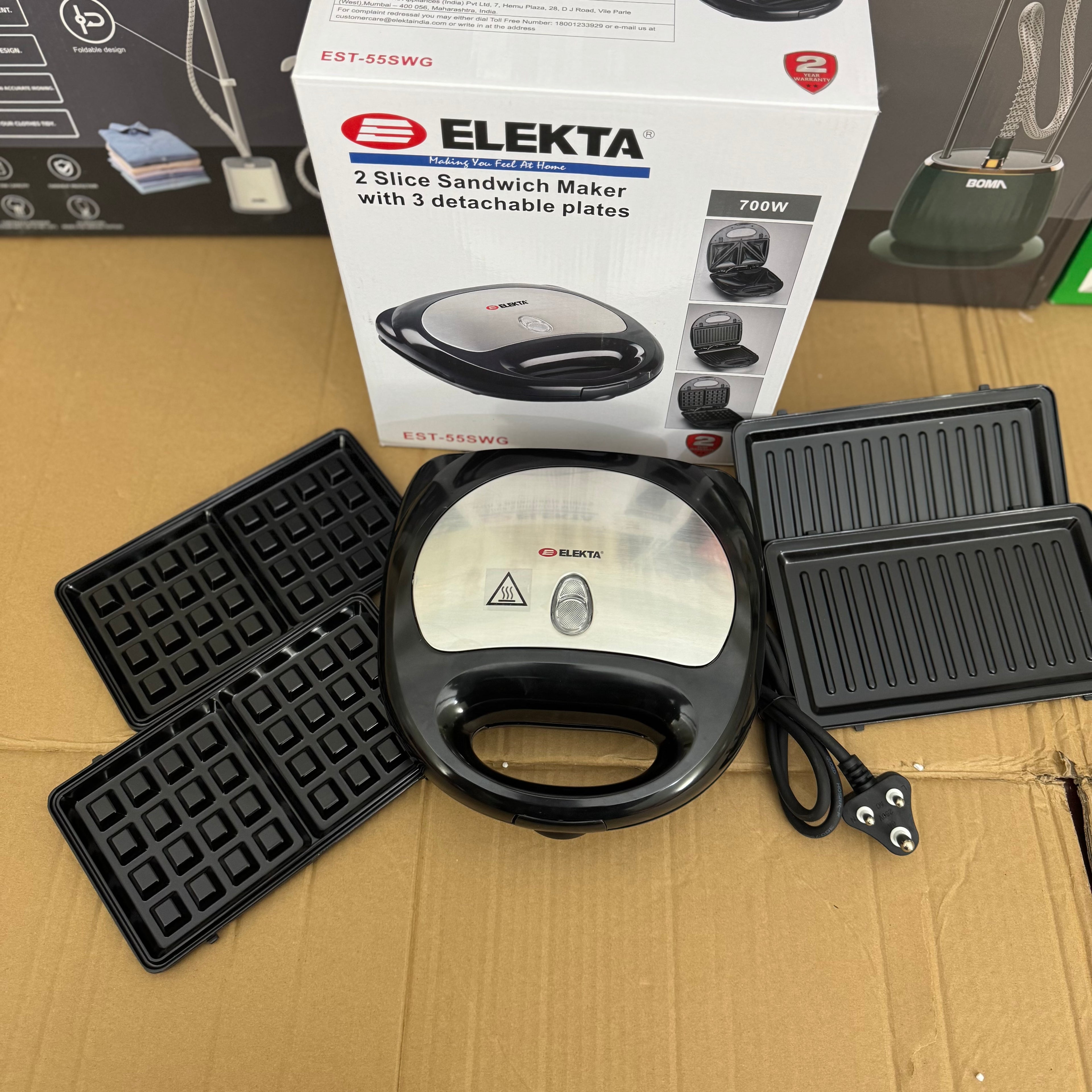 Elekta 3-in-1 Sandwich Maker | 700W Multi-Grill & Waffle Maker (EST-55SWG)