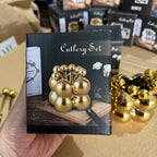 Luxury Gold Ball Cutlery Set - 7-Piece Dessert Fork & Spoon Kit