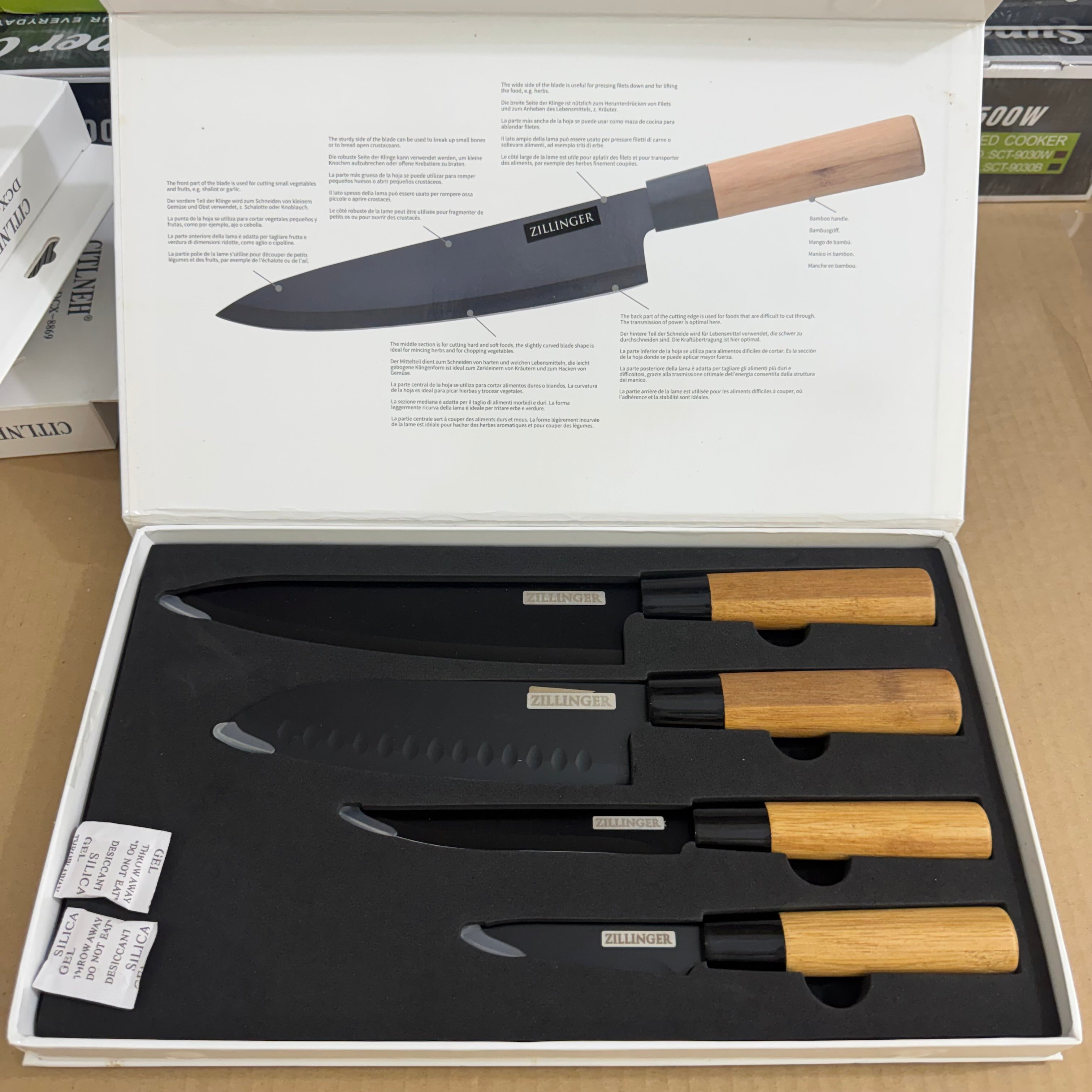 ZILLINGER Professional Japanese Knives 4-Piece Set - ZL-01 Lot Imported