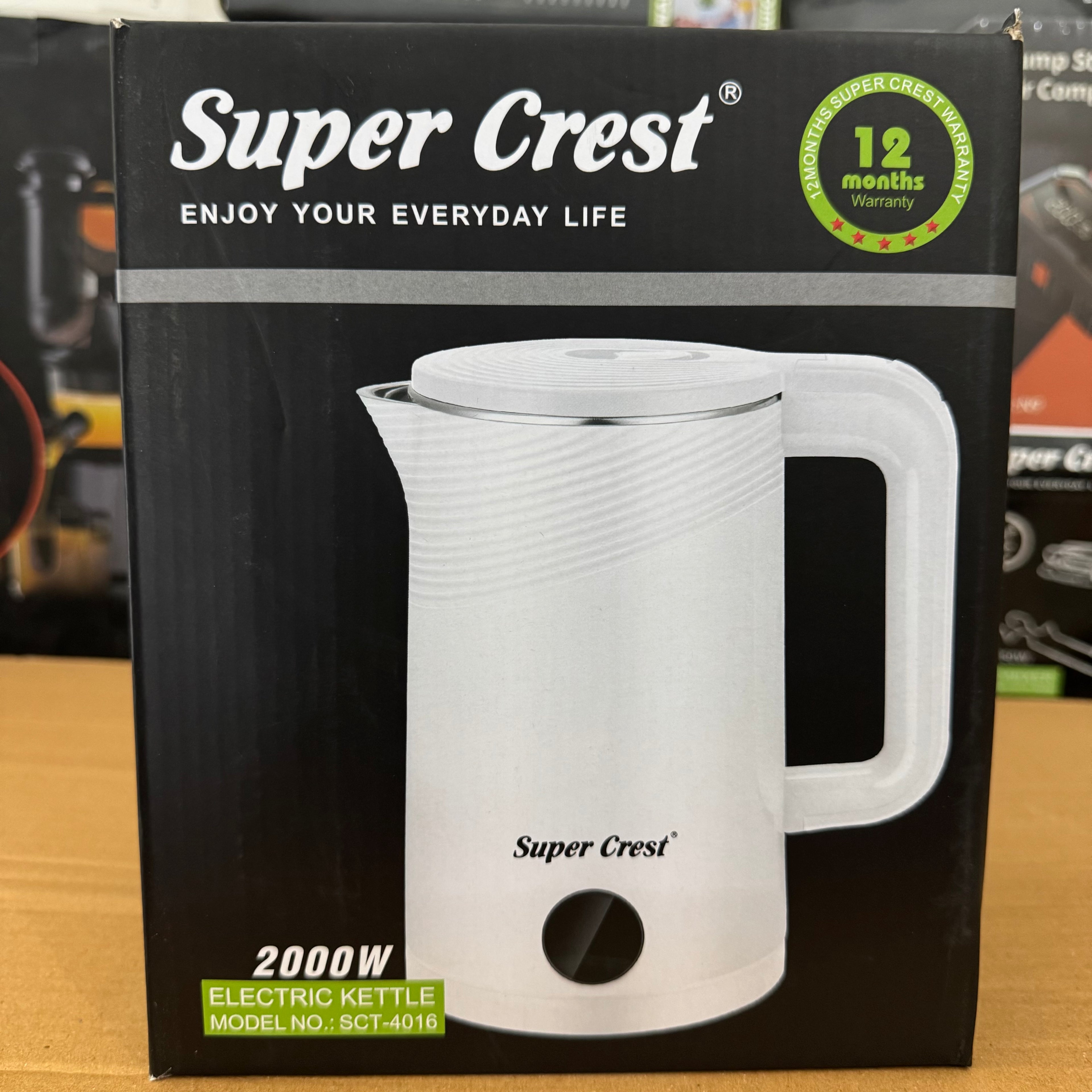 Super Crest 2000W Fast Boiling Electric Kettle SCT-4016 - Lot Imported