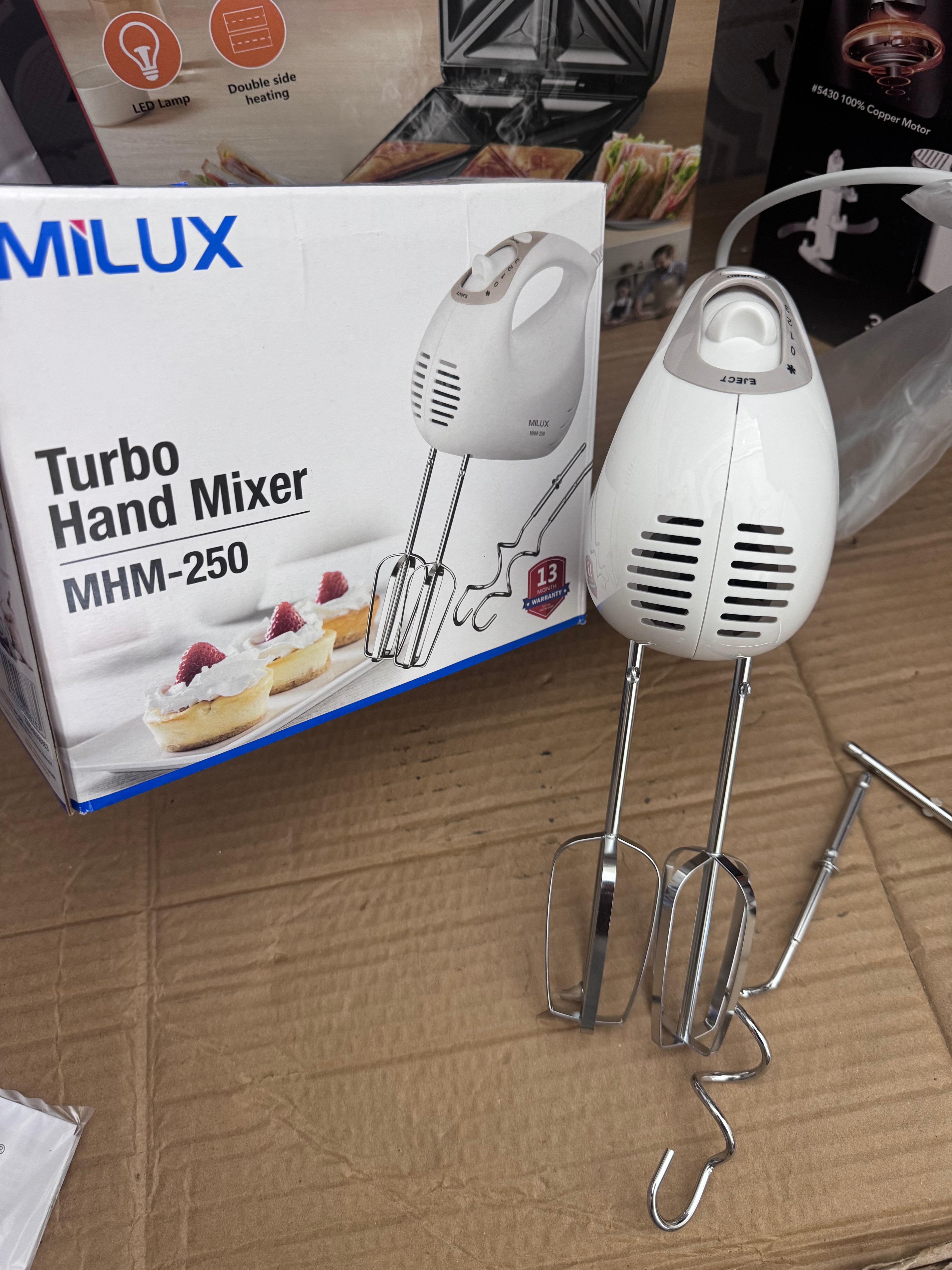Milux Turbo Hand Mixer MHM-250 (Lot Imported) – Powerful Kitchen Hand Mixer in Pakistan