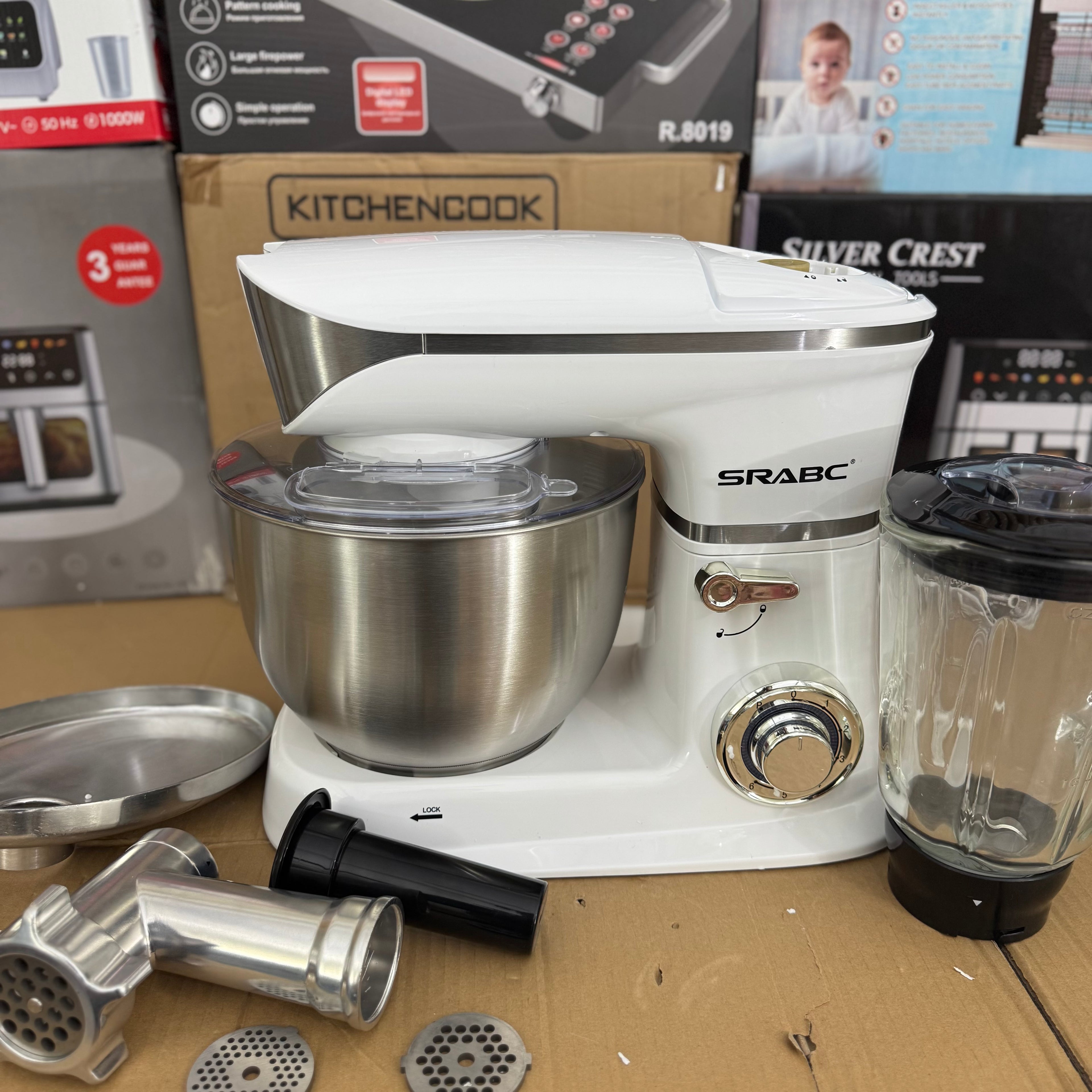 SRABC 3-in-1 Stand Mixer & Food Processor | 1300W Heavy Duty 7.5L Mixer