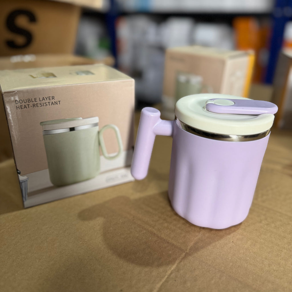Lavender Purple | 450ml Double-Layer Insulated Mug with Splash-Proof Lid