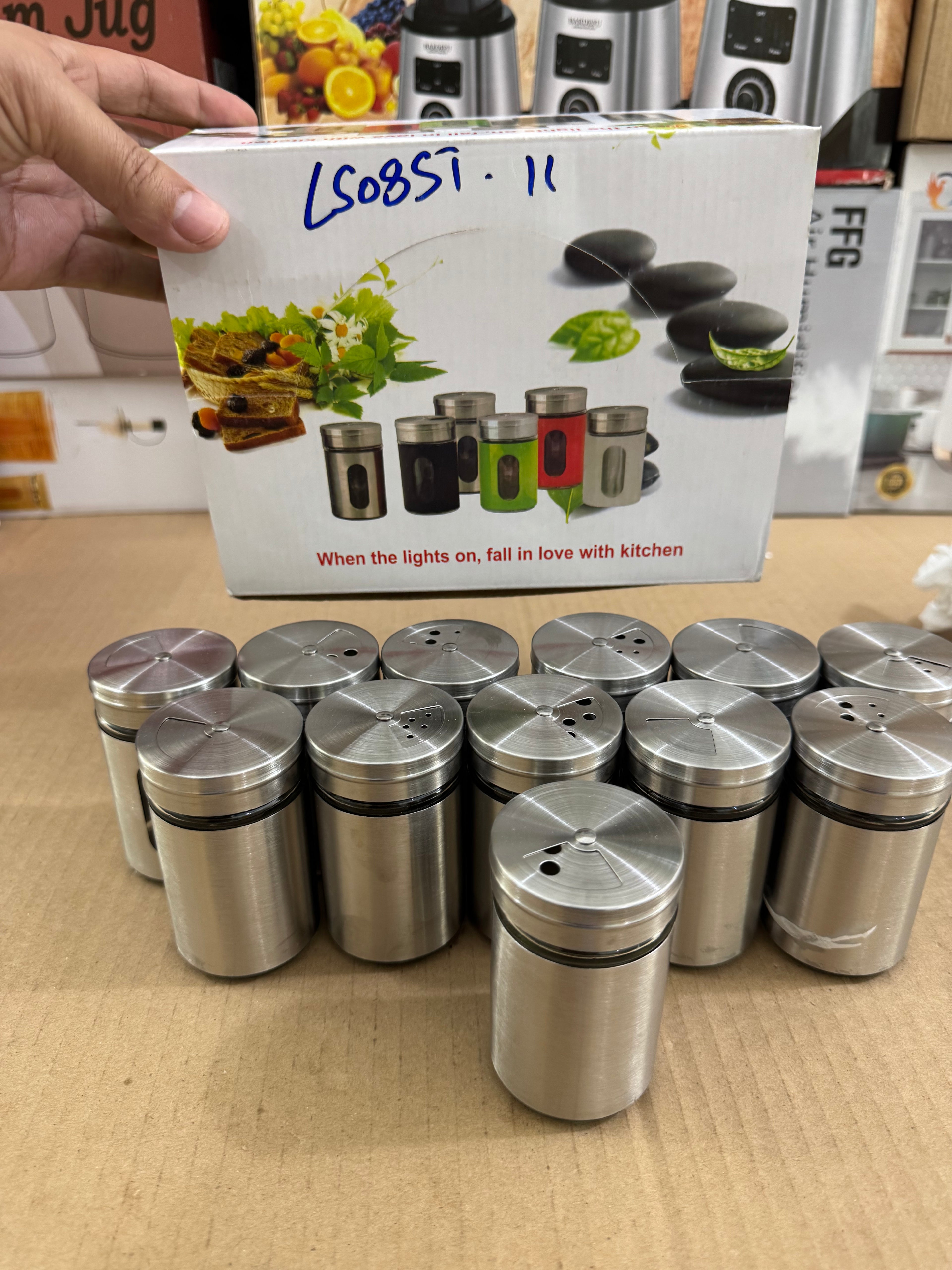 12-Piece Stainless Steel Spice Jar Set