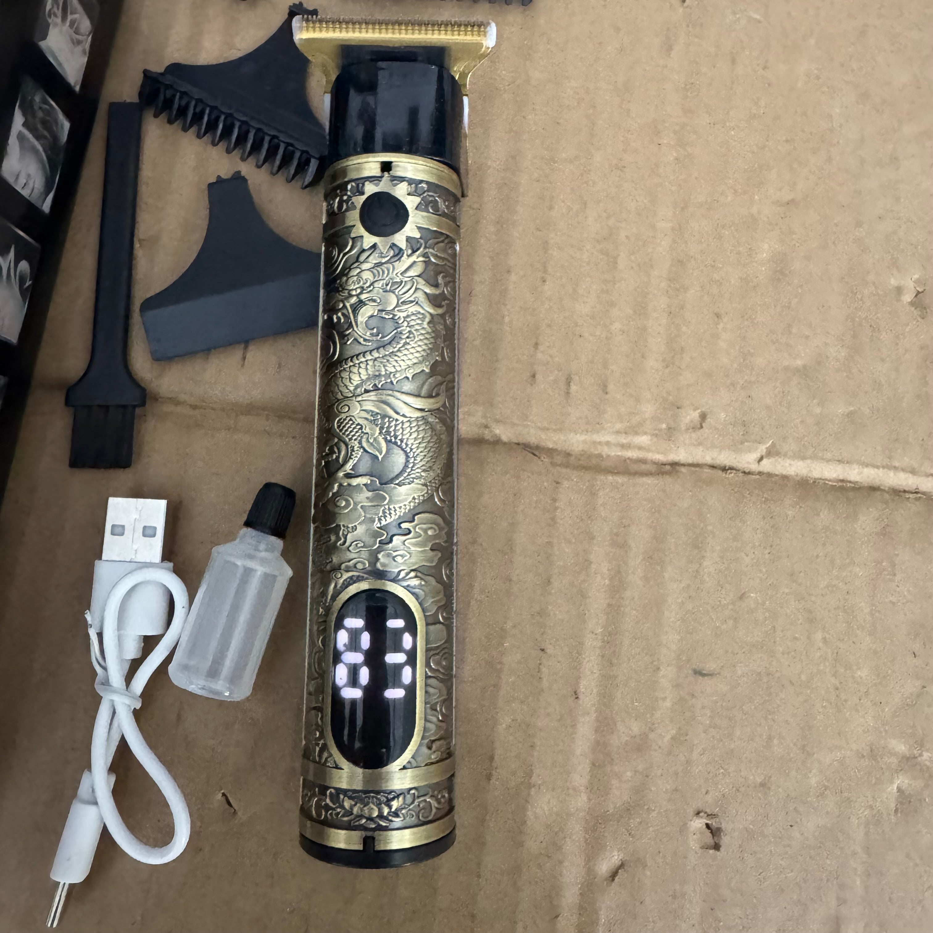 Vintage T9 Professional Hair Trimmer - Cordless Electric T-Blade Outliner for Men - USB Rechargeable Barber Grooming Kit