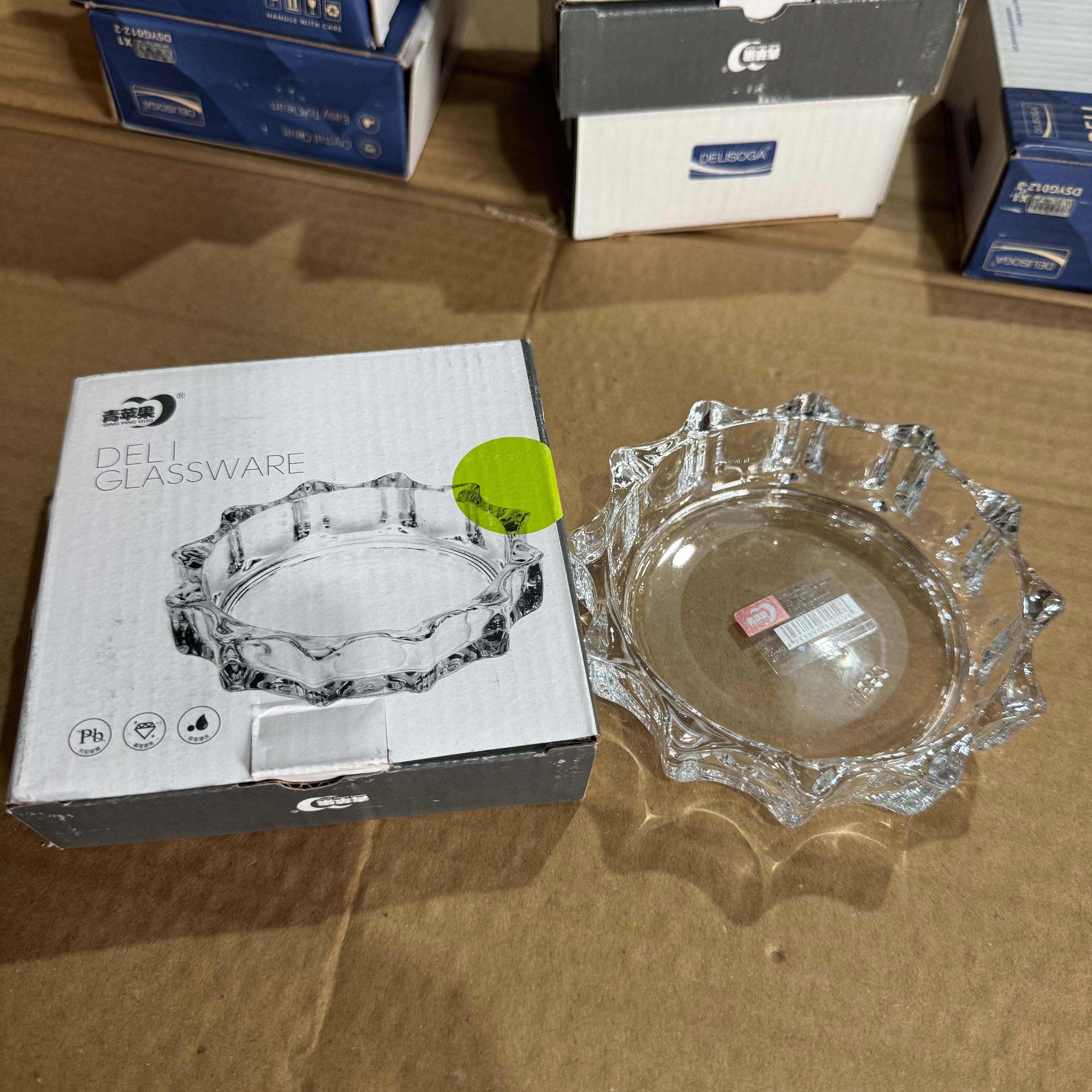 Premium Deli Glassware Crystal Ashtray- DSYG012-3 Lot Imported