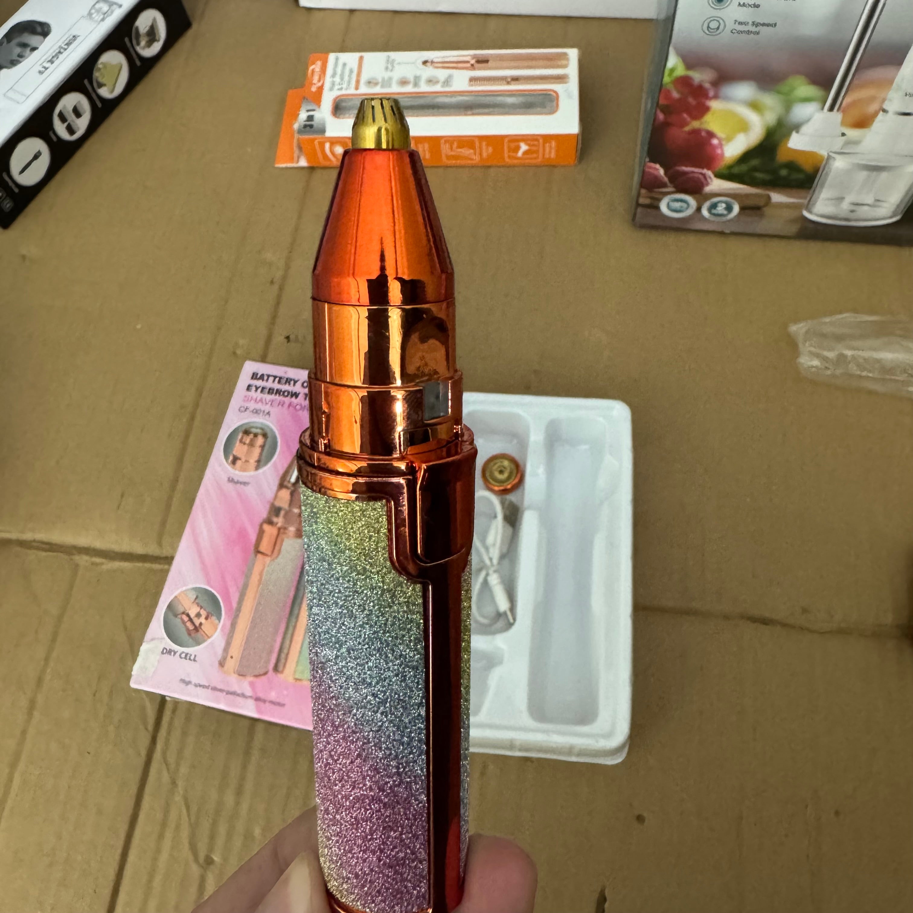 2-in-1 Glitter Electric Eyebrow Trimmer & Facial Shaver - USB Rechargeable