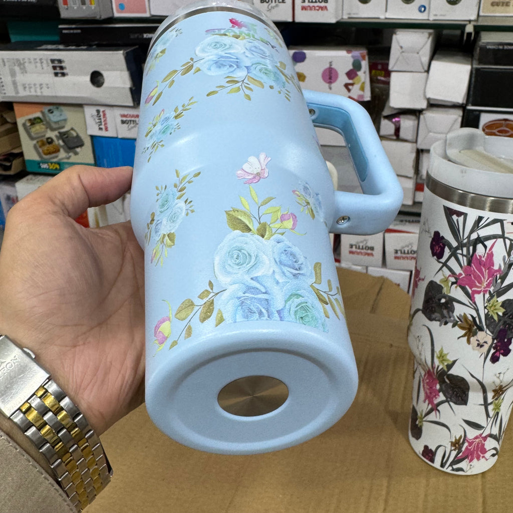 Stanley Sky Blue Floral 40oz Insulated Tumbler Lot imported