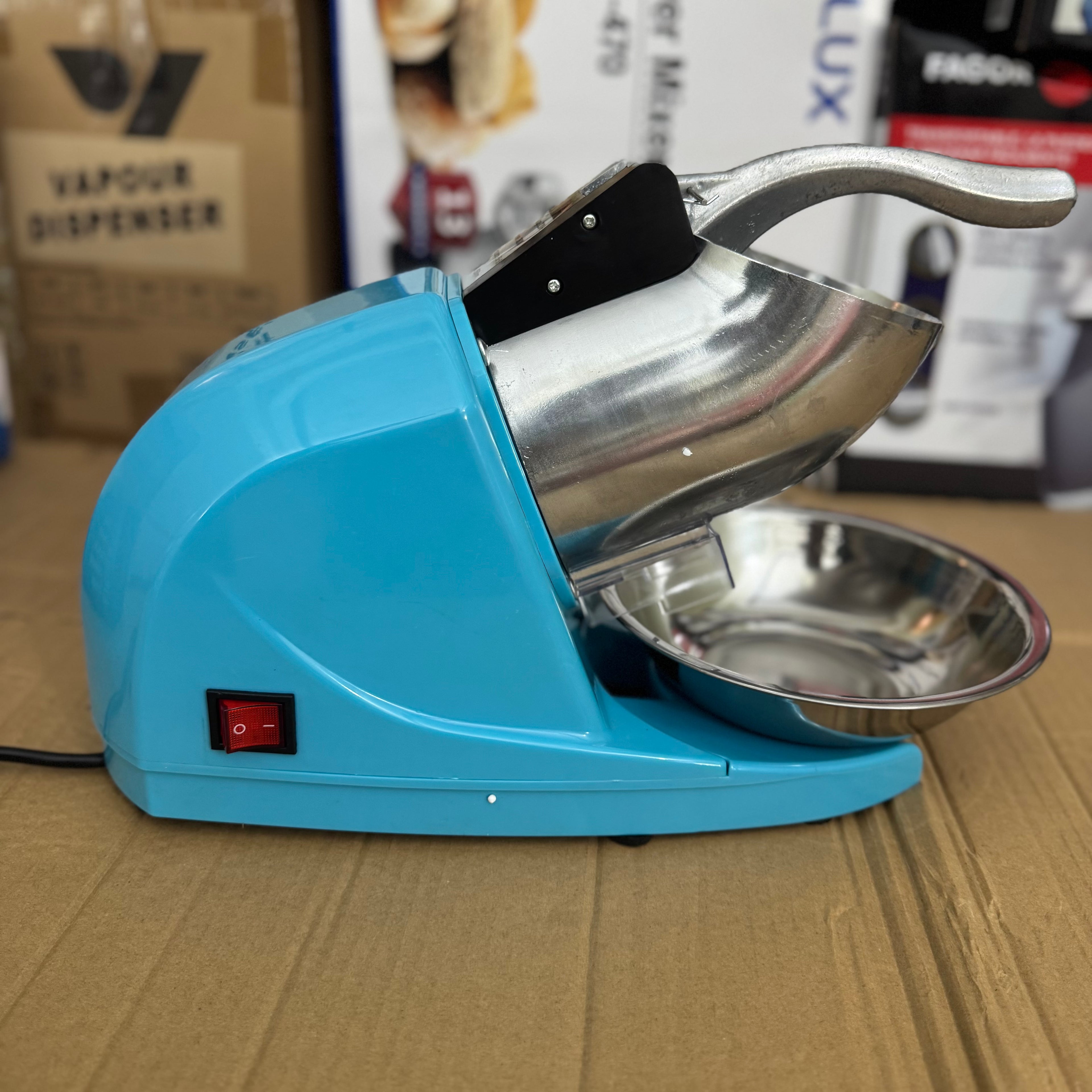 Electric Ice Crusher & Snow Cone Maker - Heavy Duty Dual Blade (Blue)