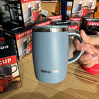 Slate Blue Insulated Stainless Steel Coffee Mug with Lid – 14oz Matte Thermal Cup in Crimson, Onyx, Slate, & Taupe