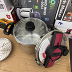 Uniqui 18/10 Stainless Steel Pressure Cooker Set - 8-Piece Multi-Size (5L + 7L) Induction Compatible Cookware with Steamer Basket and Glass Lid