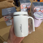 Cream White | 500ml Insulated Stainless Steel Office Cup with Lid