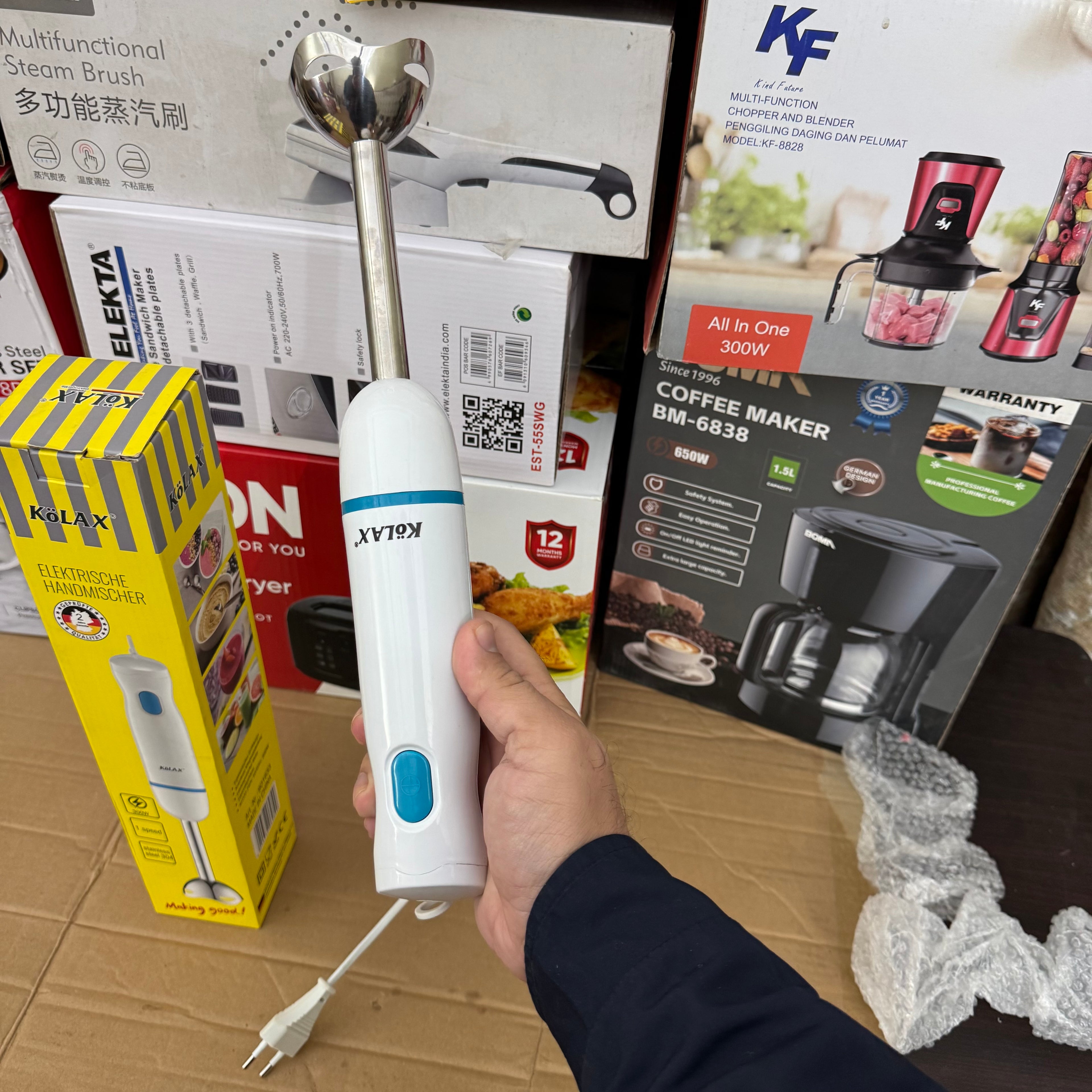 KOLAX 300W Stainless Steel Hand Blender | Compact Immersion Mixer for Soups & Smoothies