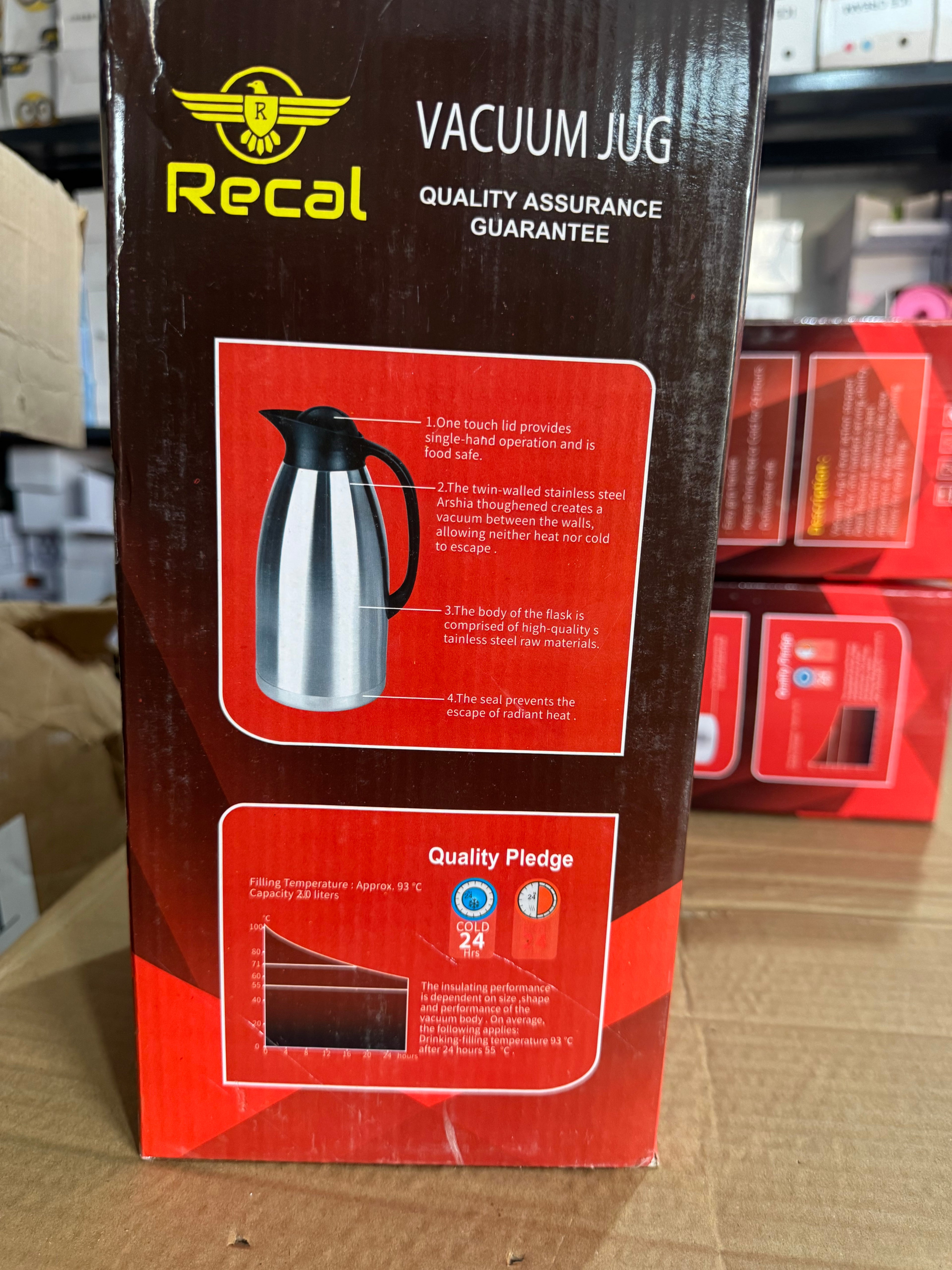 Recal Stainless Steel  Insulated Thermal Flask - 2.0L & 3.0L Lot Imported