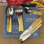KDK 24-Piece Gold Textured Stainless Steel Cutlery Set | Service for 6
