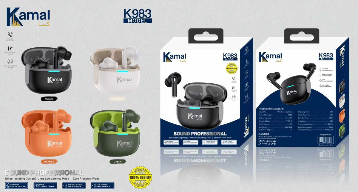 Kamal K983 Wireless Earbuds – Noise-Isolating TWS Earphones with Low Latency