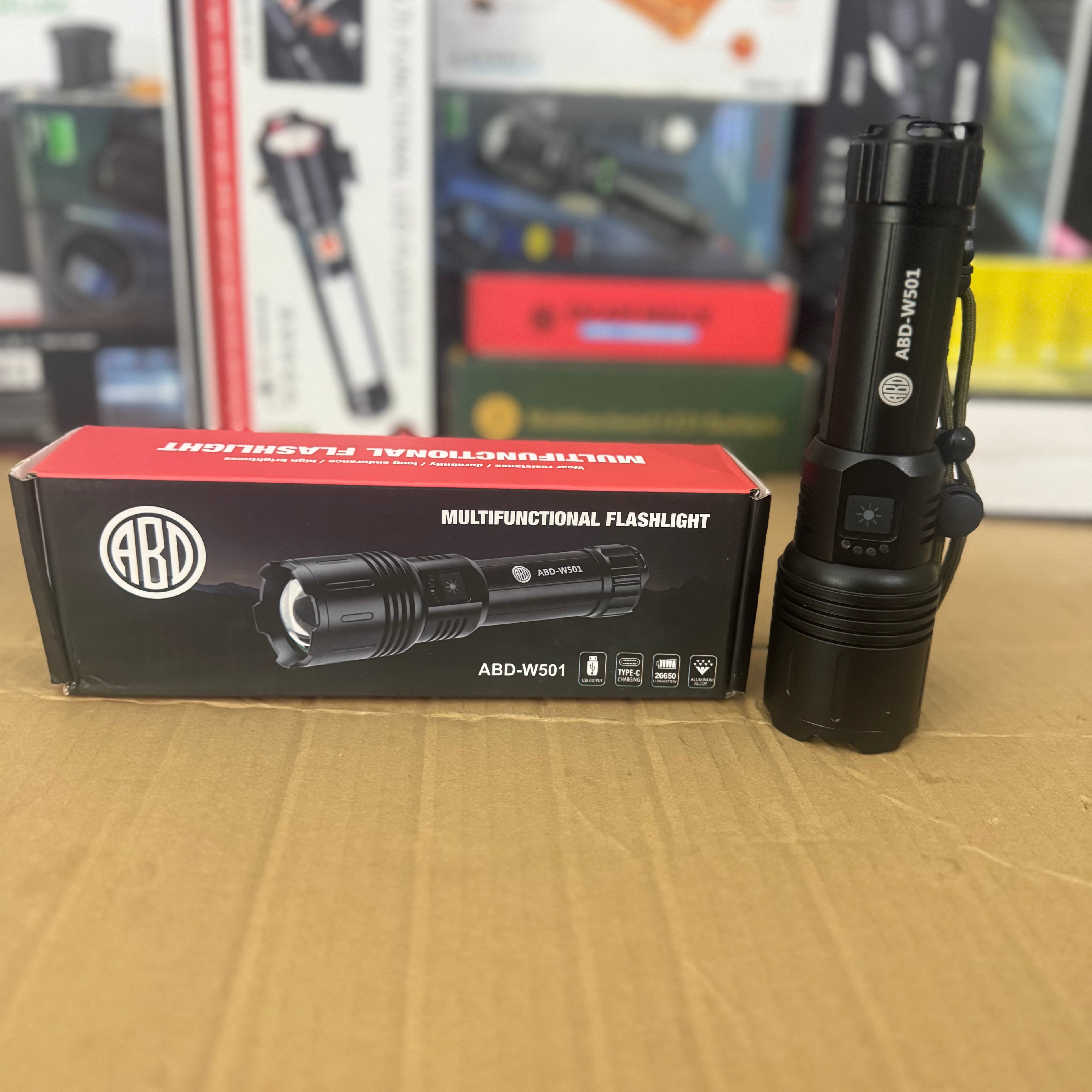 Lot Imported ABD Multifunctional Flashlight Rechargeable Torch-W501