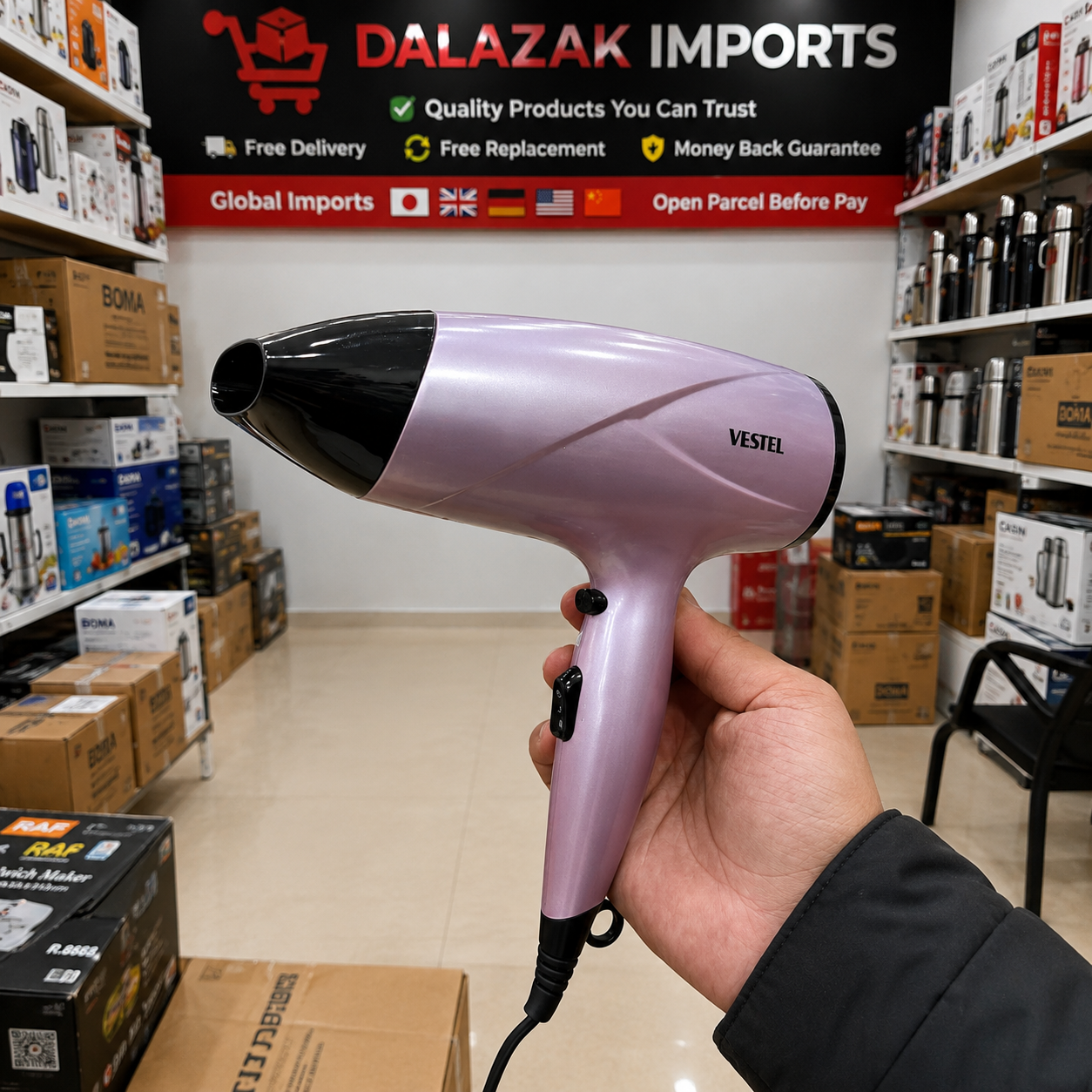 Vestel VSK 1018 Hair Dryer – Professional Fast Drying Hair Dryer with Multiple Heat & Speed Settings