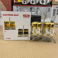 3-Piece Golden Glass Spice Jar Set JY3002