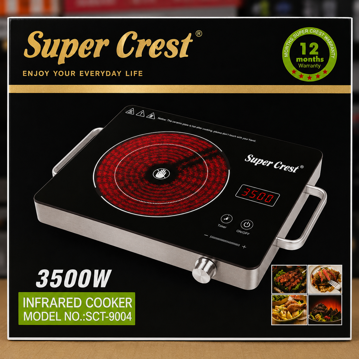 Super Crest High-Power Infrared Cooker 3500W - Model SCT-9004 6months warranty