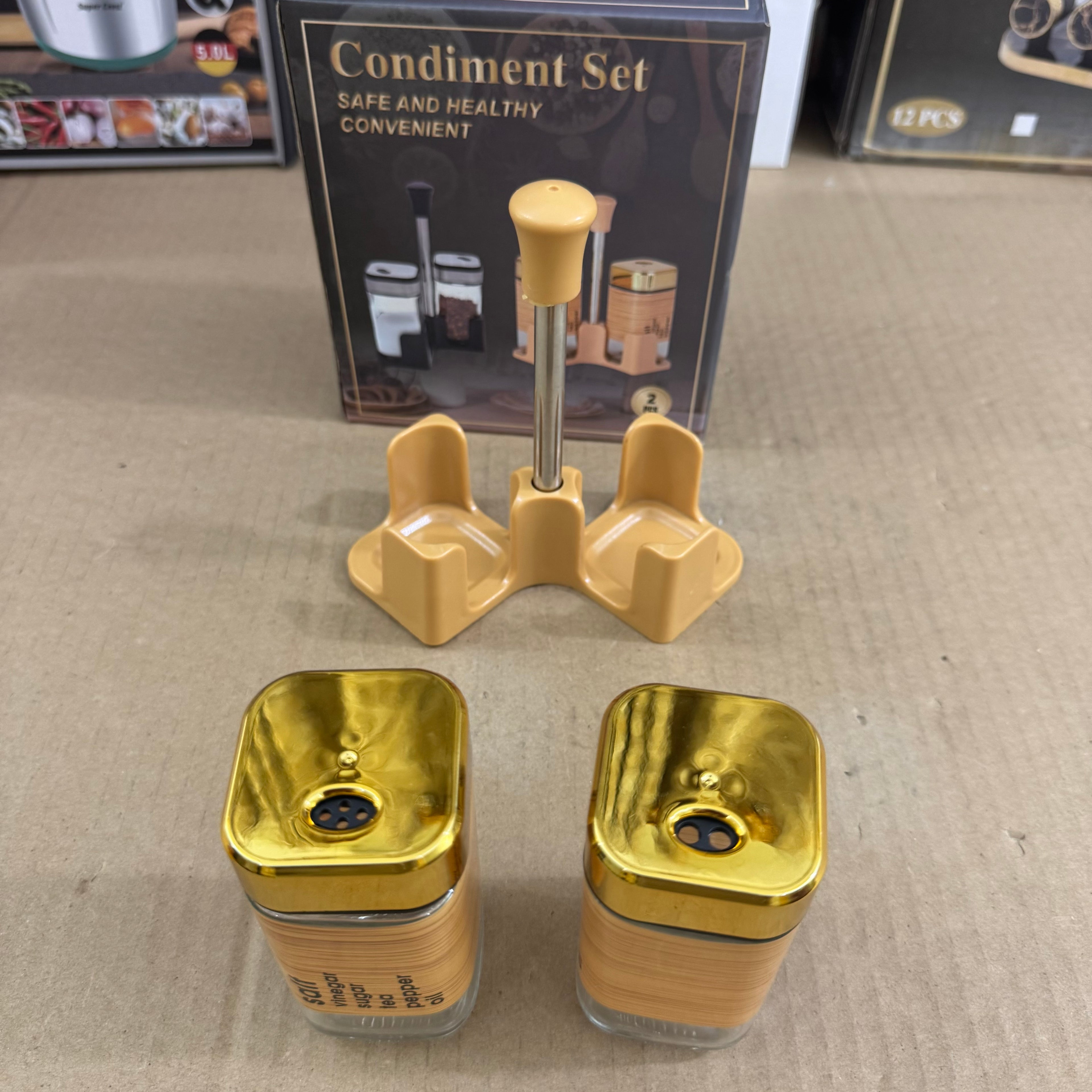 2-Piece Condiment & Spice Jar Set with Stand