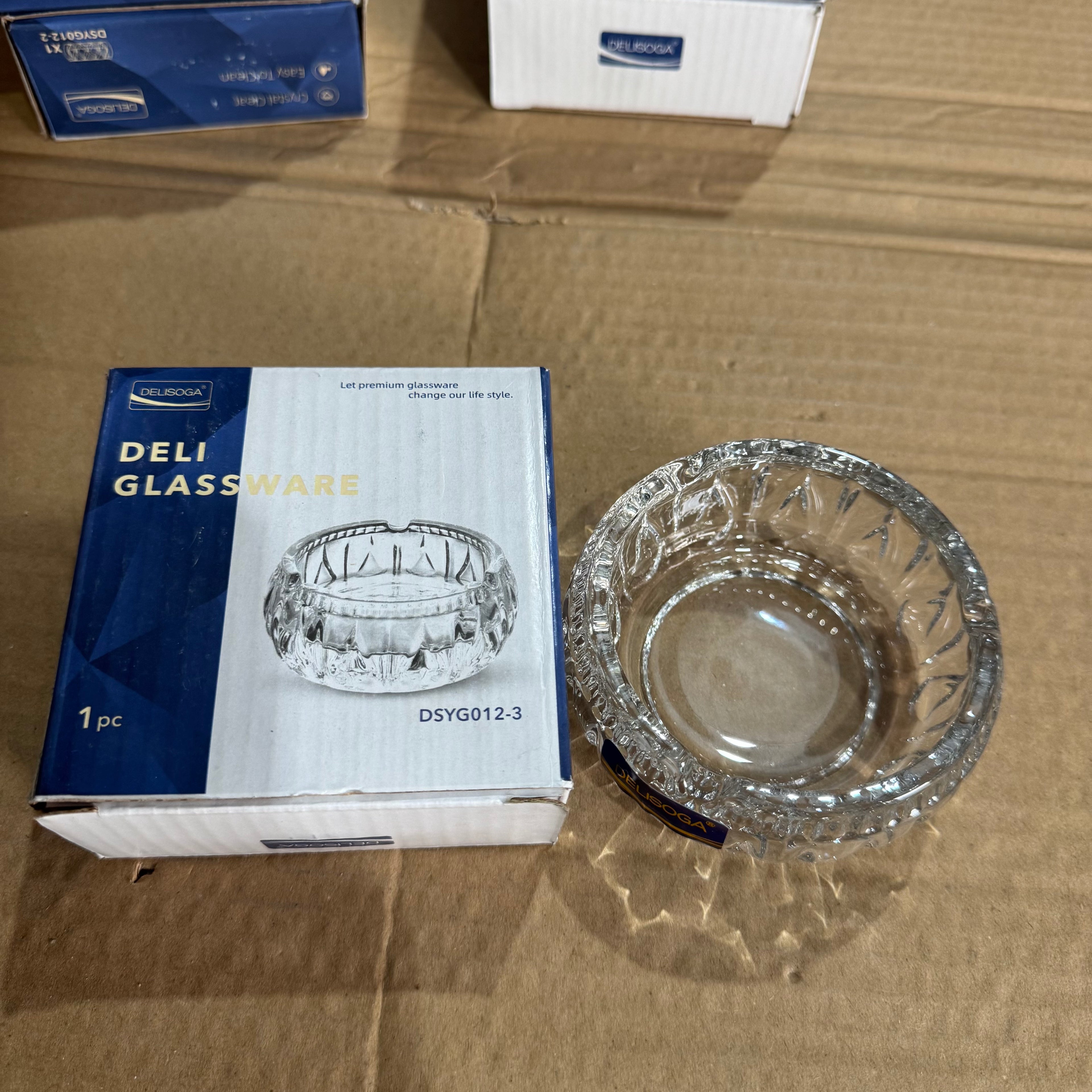Deli Glassware Premium Crystal Ashtray – Model DSYG012-3 Lot Imported