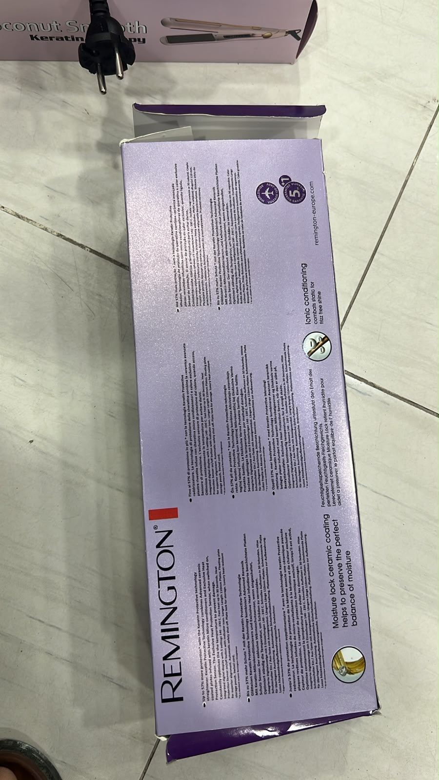 Remington Shine Therapy Ceramic + Keratin Hair Straightener E-5022 – Purple Digital Flat Iron