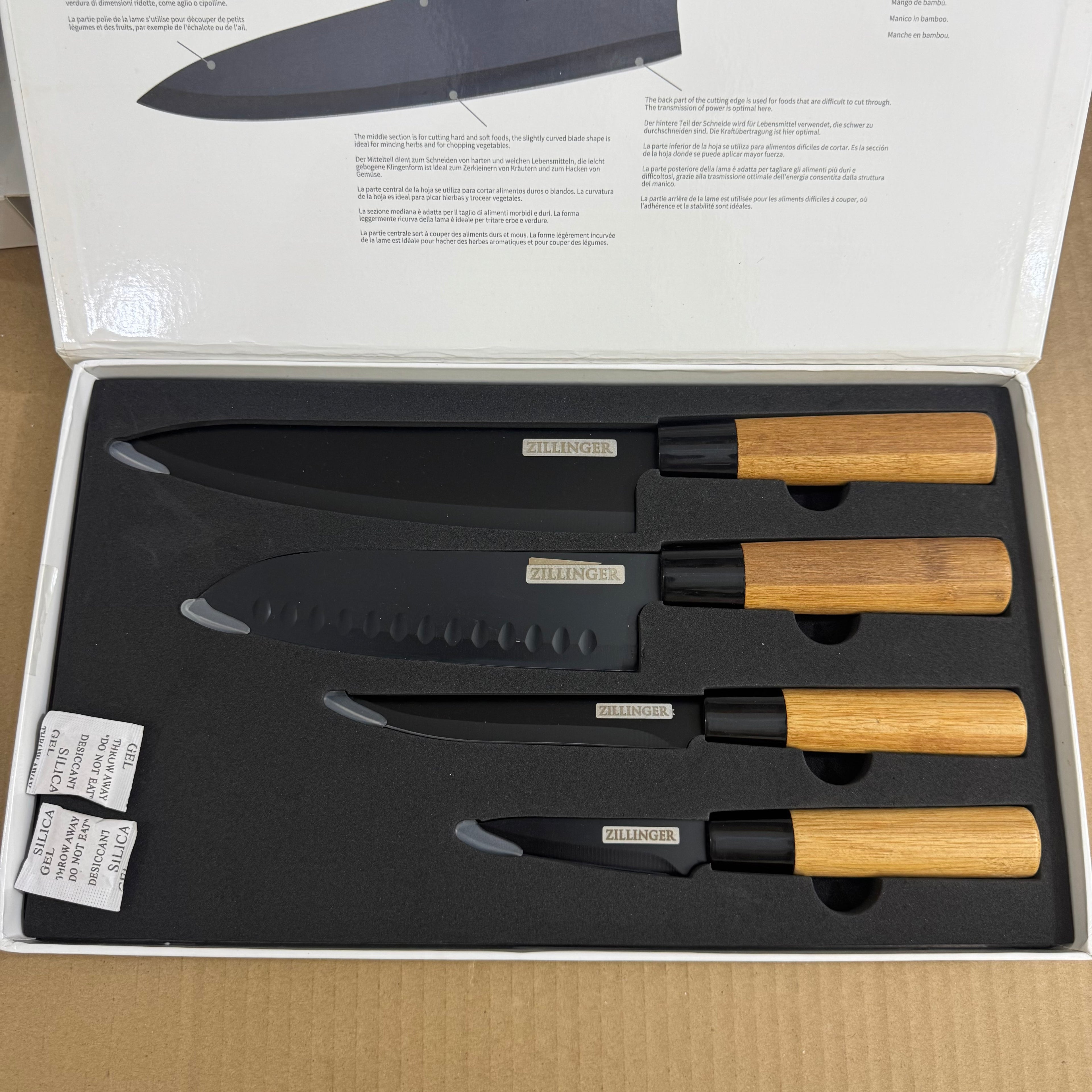 ZILLINGER Professional Japanese Knives 4-Piece Set - ZL-01 Lot Imported