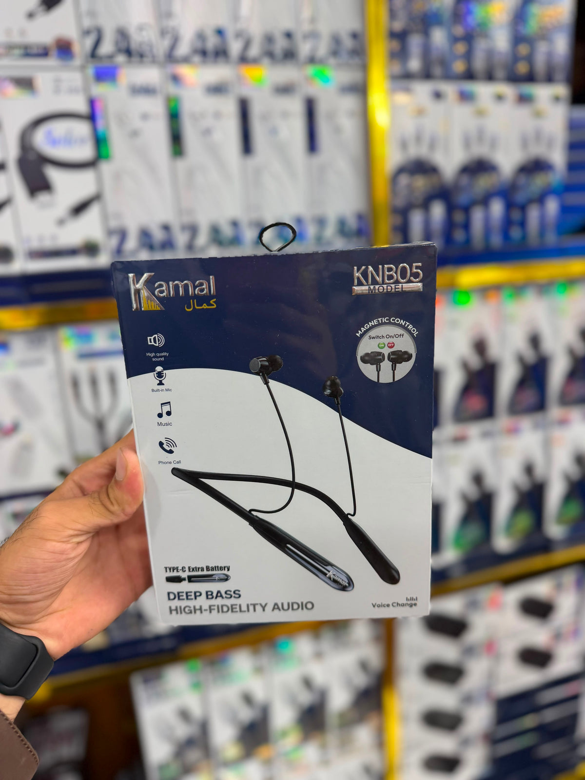 Kamal KNB05 Wireless Neckband Earphones – Up to 40 Hours of music playback. Deep Bass, Magnetic Control & Type-C Charging