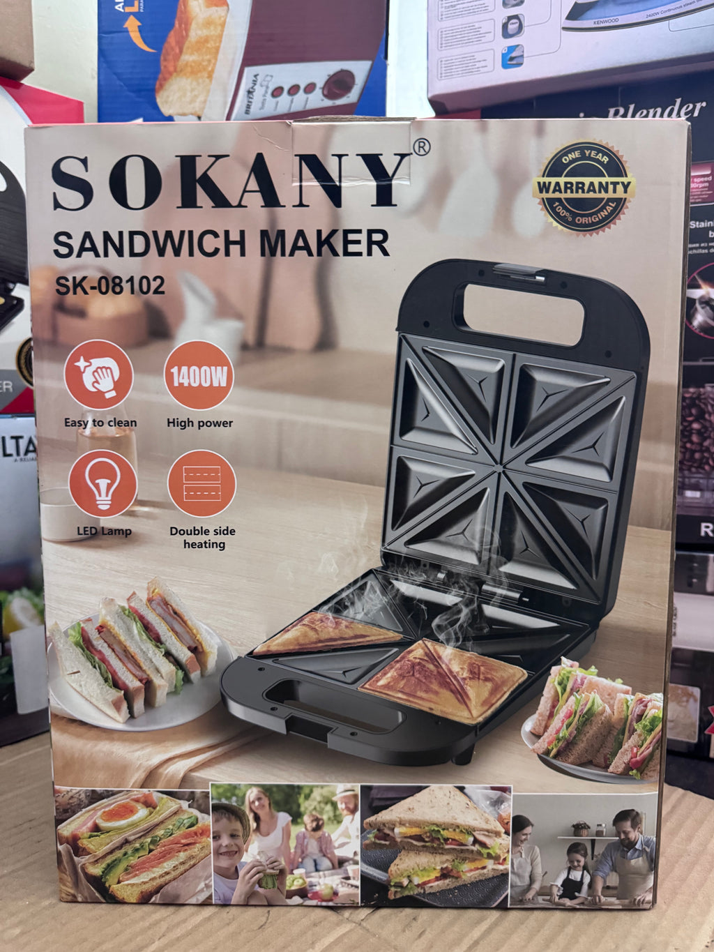 Lot Imported Sokany Sandwich Maker SK-08102 – 1400W Double Side Heating | Best Sandwich Maker in Pakistan