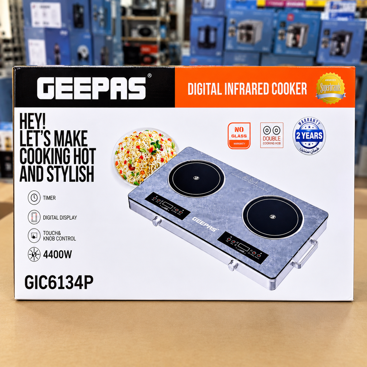 Geepas 4400W GIC6134P Digital Infrared Cooker – Double Cooking Hob