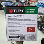 TURK TP-786 Automatic Dry Iron – Heavy Weight Non-Stick Teflon Soleplate 1200W