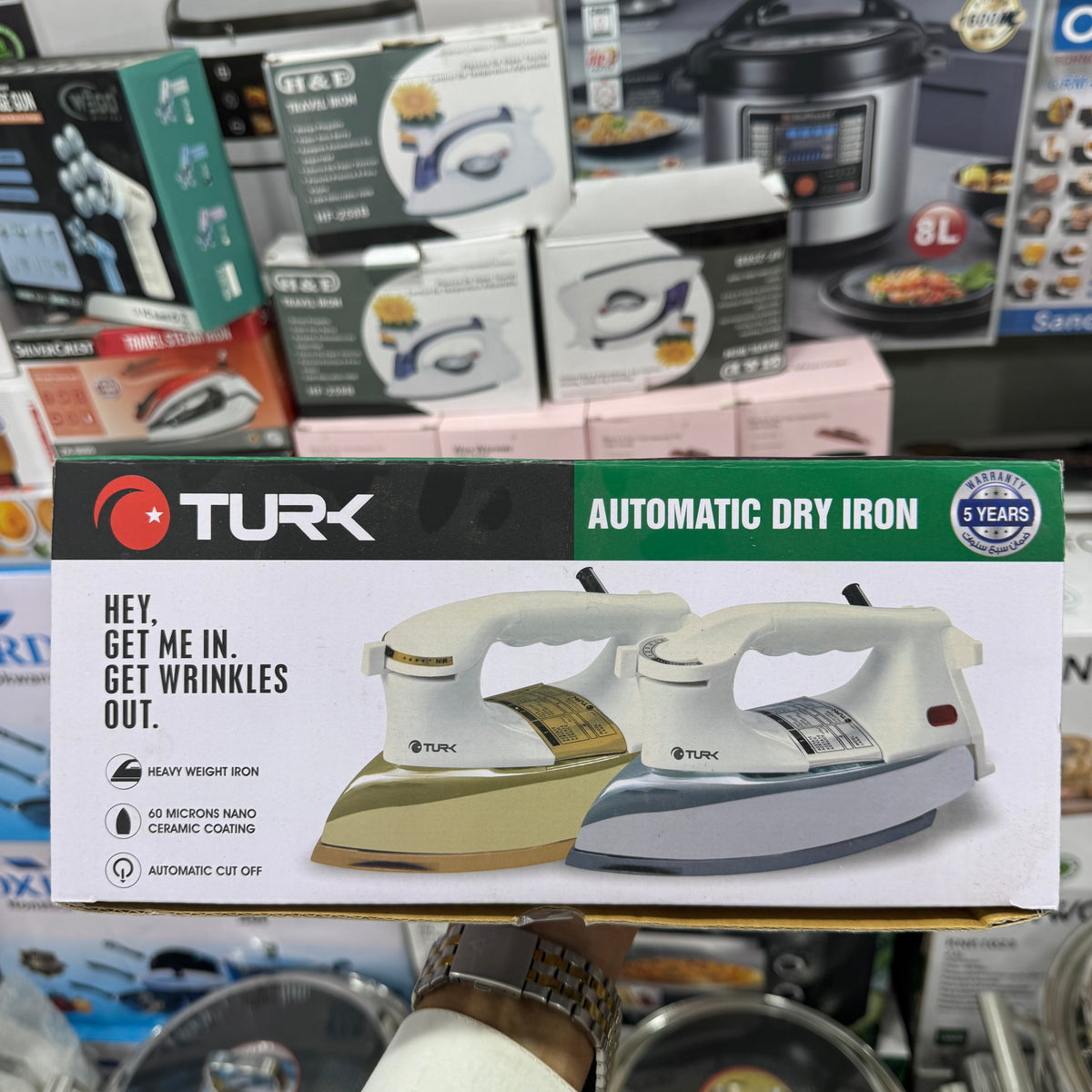 TURK TP-786 Automatic Dry Iron – Heavy Weight Non-Stick Teflon Soleplate 1200W