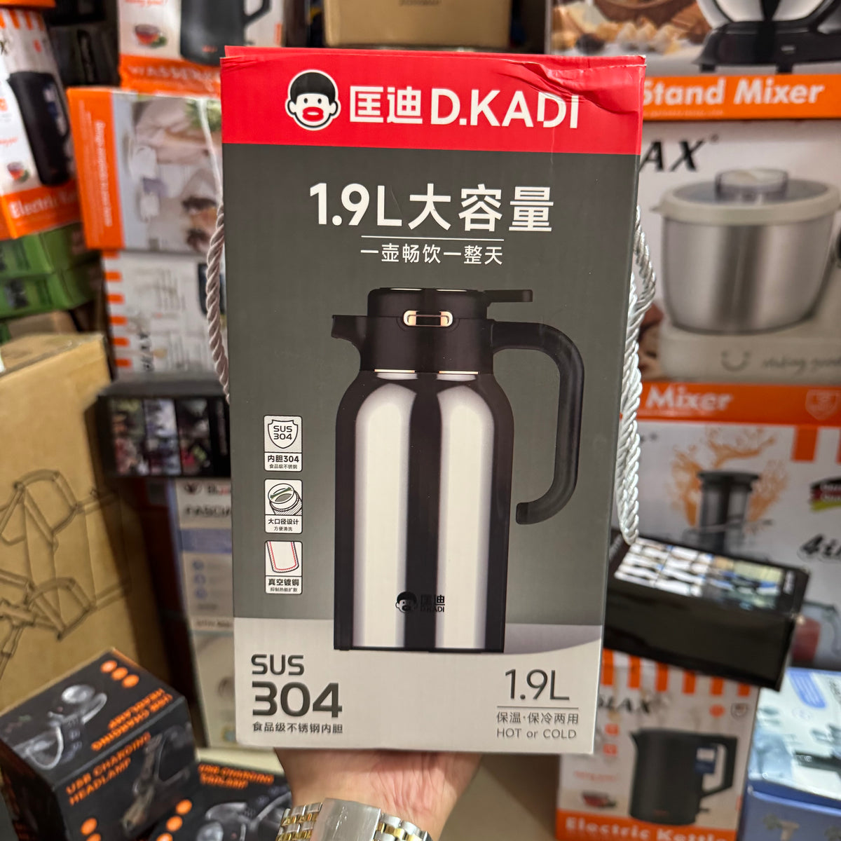 D.KADI 1L Stainless Steel Insulated Thermos Flask – SUS 304 Hot & Cold Vacuum Jug