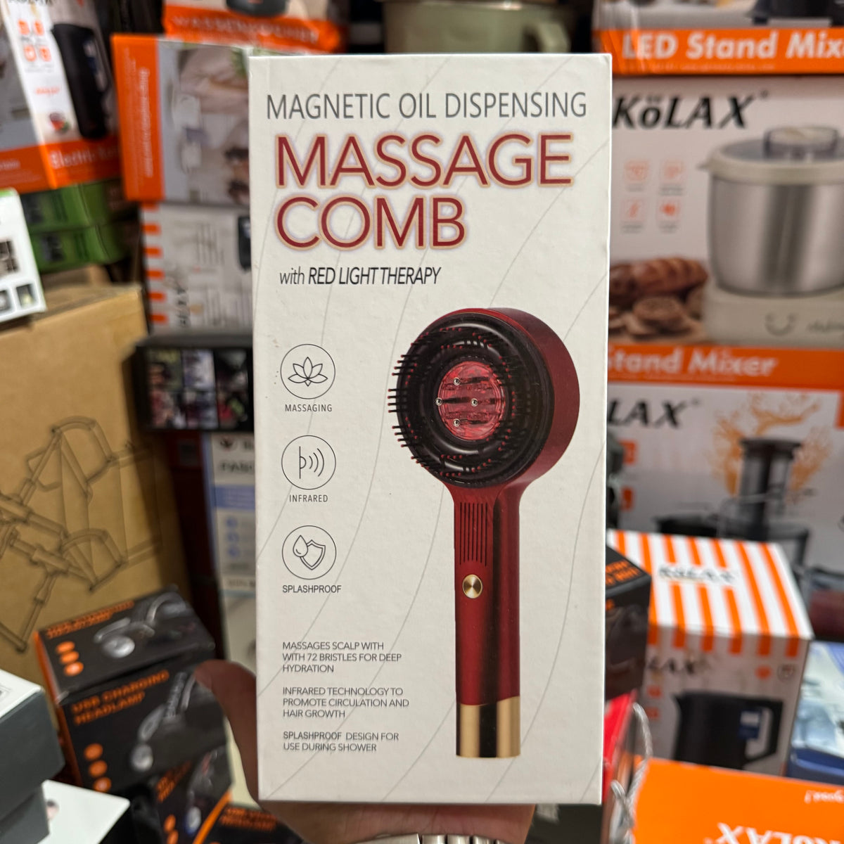 Rechargeable Magnetic Oil Dispensing Scalp Massage Comb with Red Light Therapy – XC-901