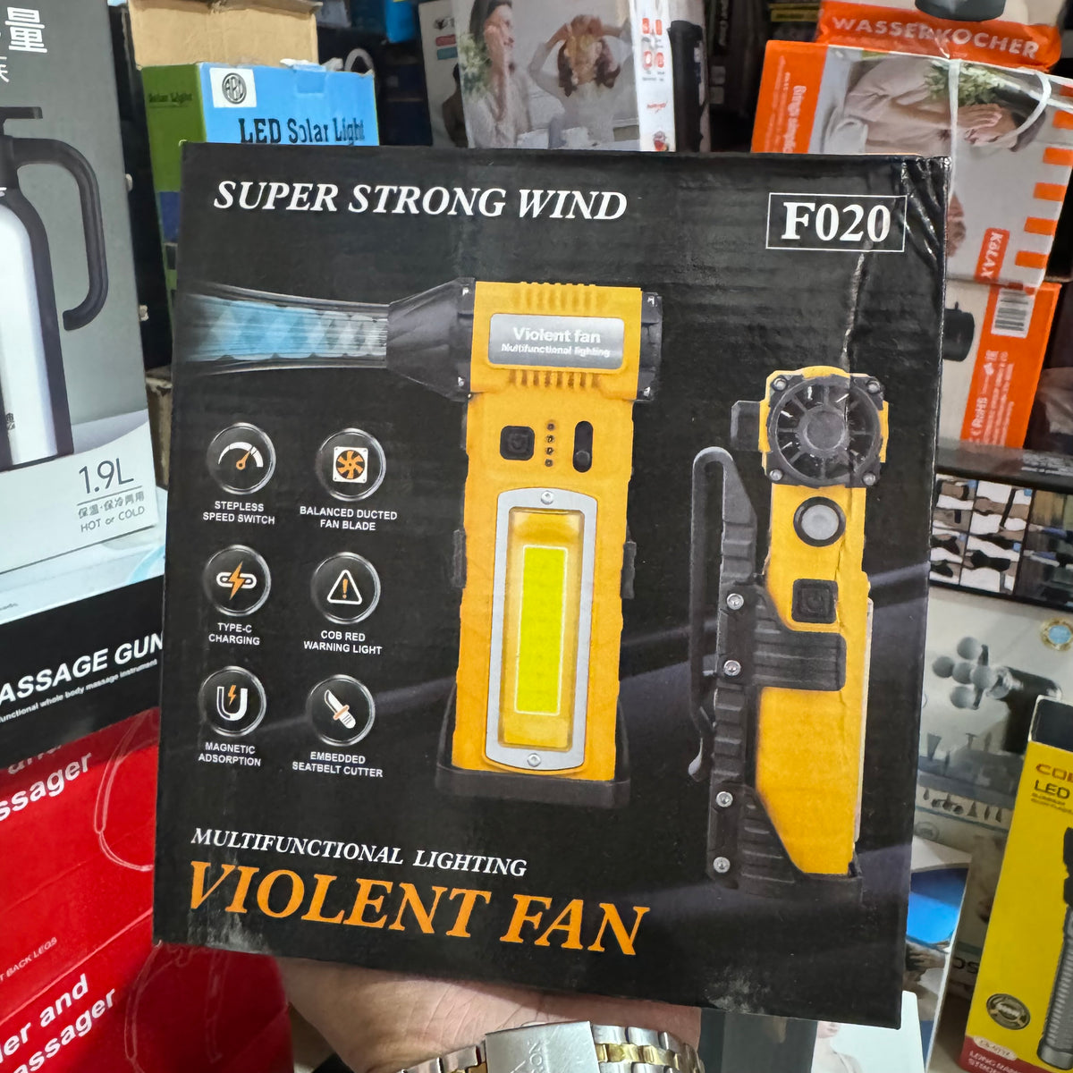 F020 Multifunctional Violent Fan – Rechargeable Fan & LED Work Light