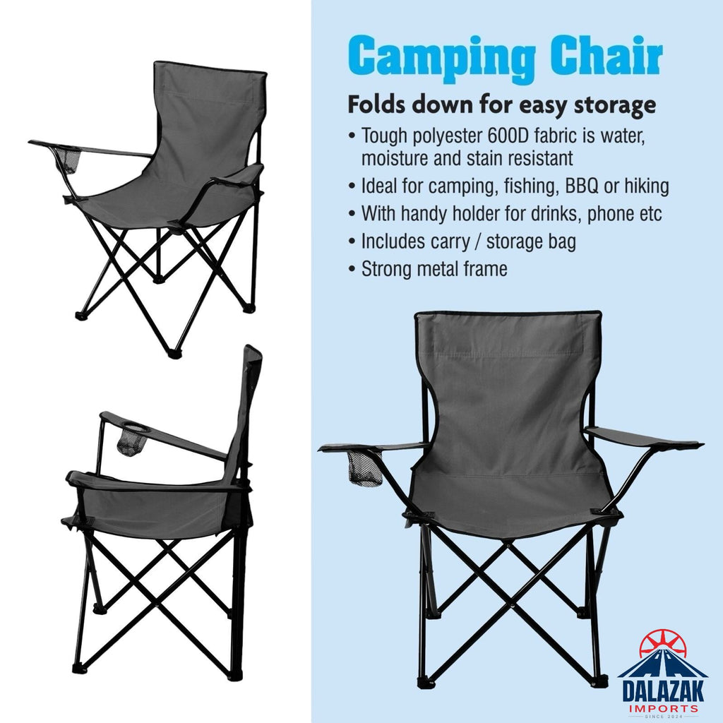 Portable Folding Camping Chair with Cup Holder | Heavy-Duty 600D Fabric | Outdoor Travel Chair