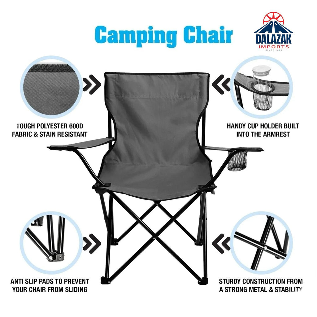 Portable Folding Camping Chair with Cup Holder | Heavy-Duty 600D Fabric | Outdoor Travel Chair