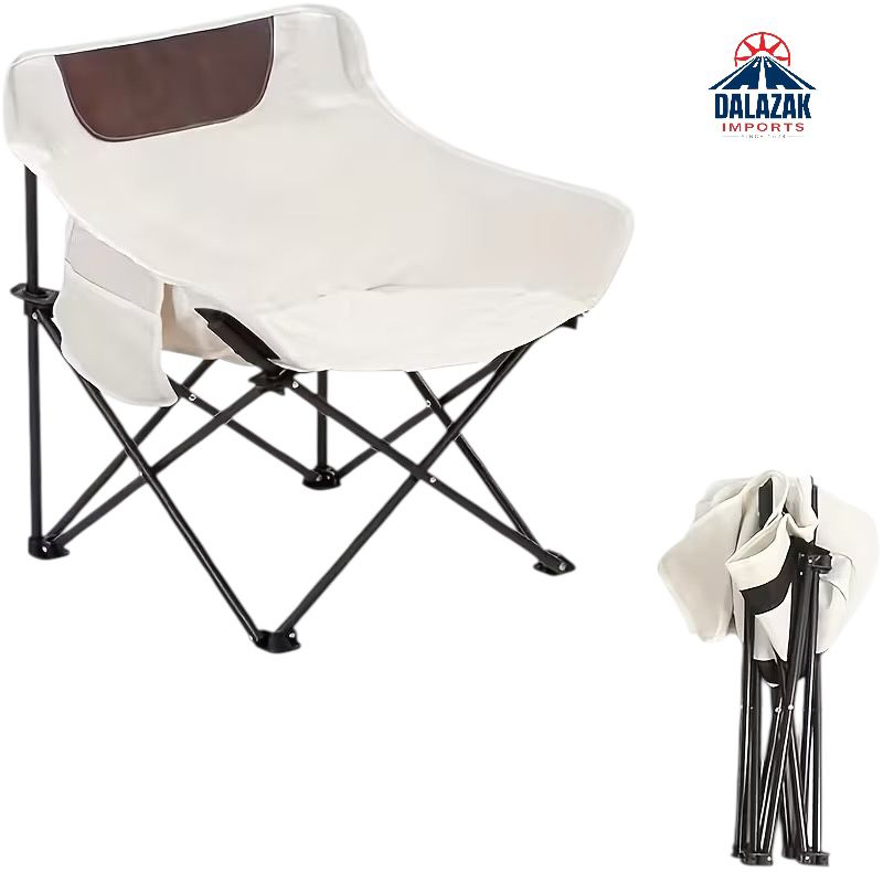 Lightweight Folding Camping Chair with Side Pocket & Lumbar Support – Portable Outdoor Chair for Camping, Picnic & Travel