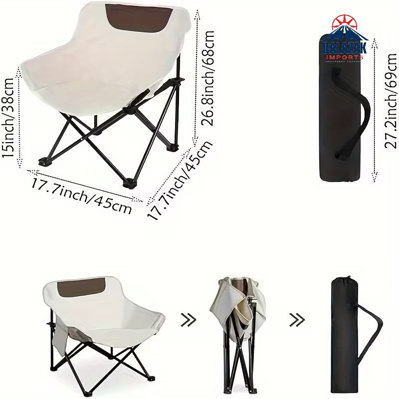 Lightweight Folding Camping Chair with Side Pocket & Lumbar Support – Portable Outdoor Chair for Camping, Picnic & Travel