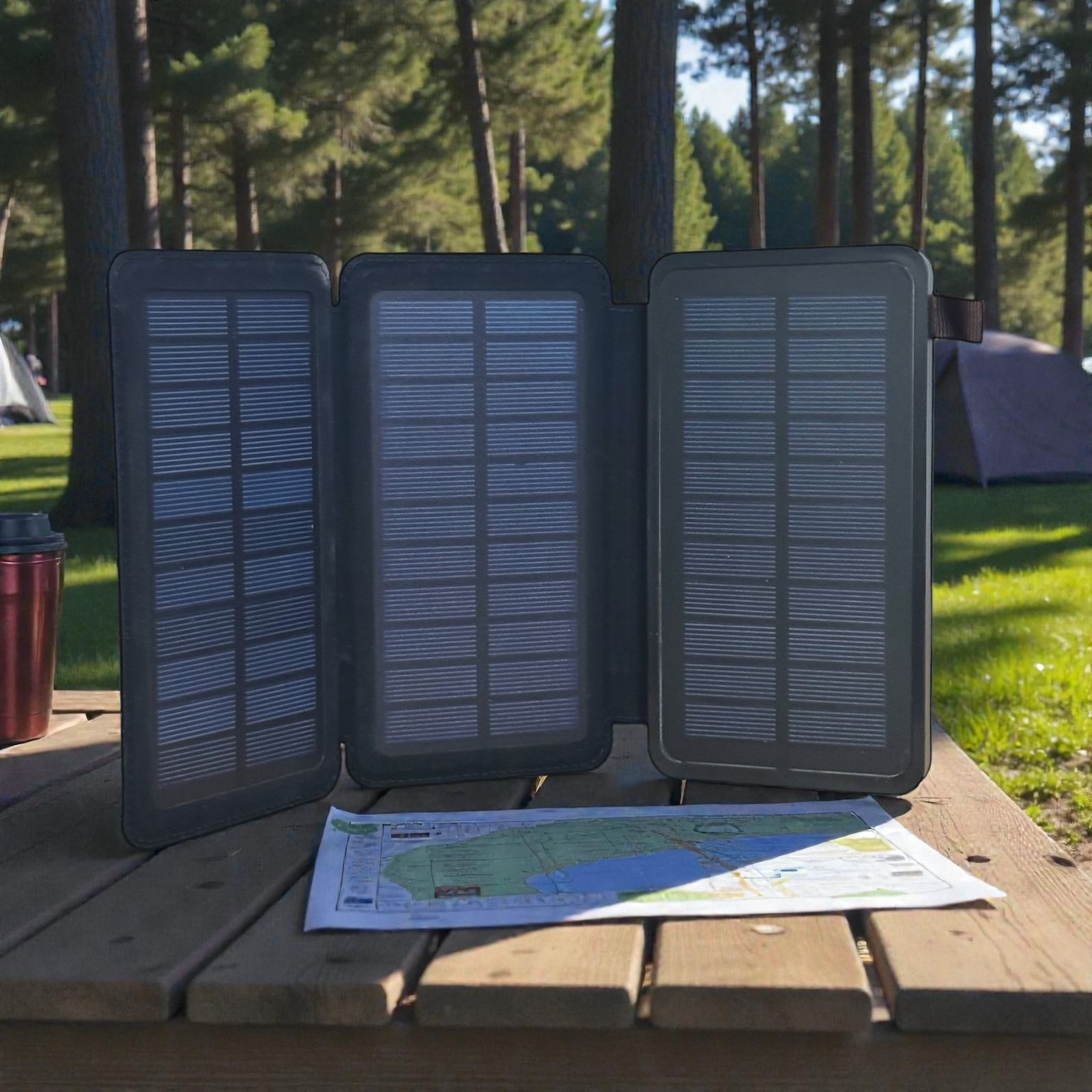 AIROX 10000mAh Solar Power Bank with Foldable Solar Panels – Dual USB Portable Charger for Camping, Hiking & Outdoor Travel