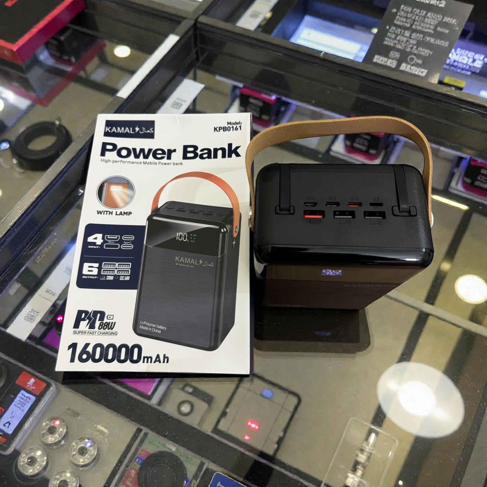 KAMAL 160000mAh High-Capacity Power Bank with LED Lamp – 88W Fast Charging, Multi-Port Portable Power Station for Travel & Emergency KPB-p161