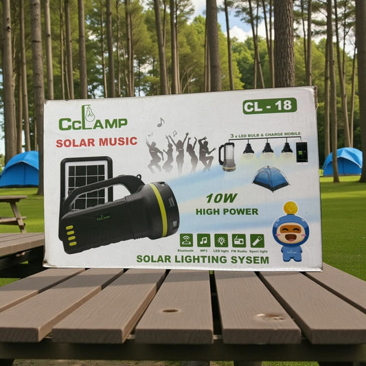 CCLAMP CL-18 Solar Lighting System 10W | Rechargeable Solar Lamp with FM Radio, Bluetooth & LED Bulbs