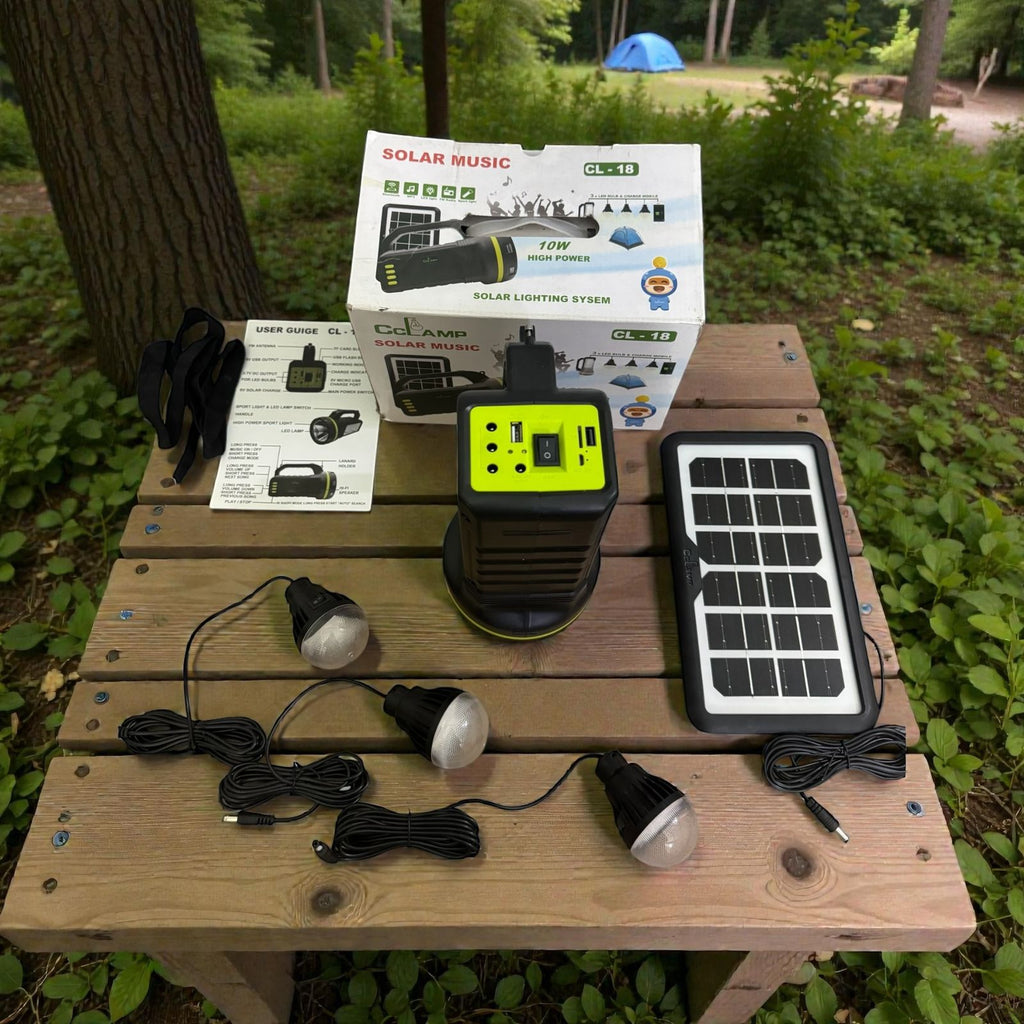 CCLAMP CL-18 Solar Lighting System 10W | Rechargeable Solar Lamp with FM Radio, Bluetooth & LED Bulbs