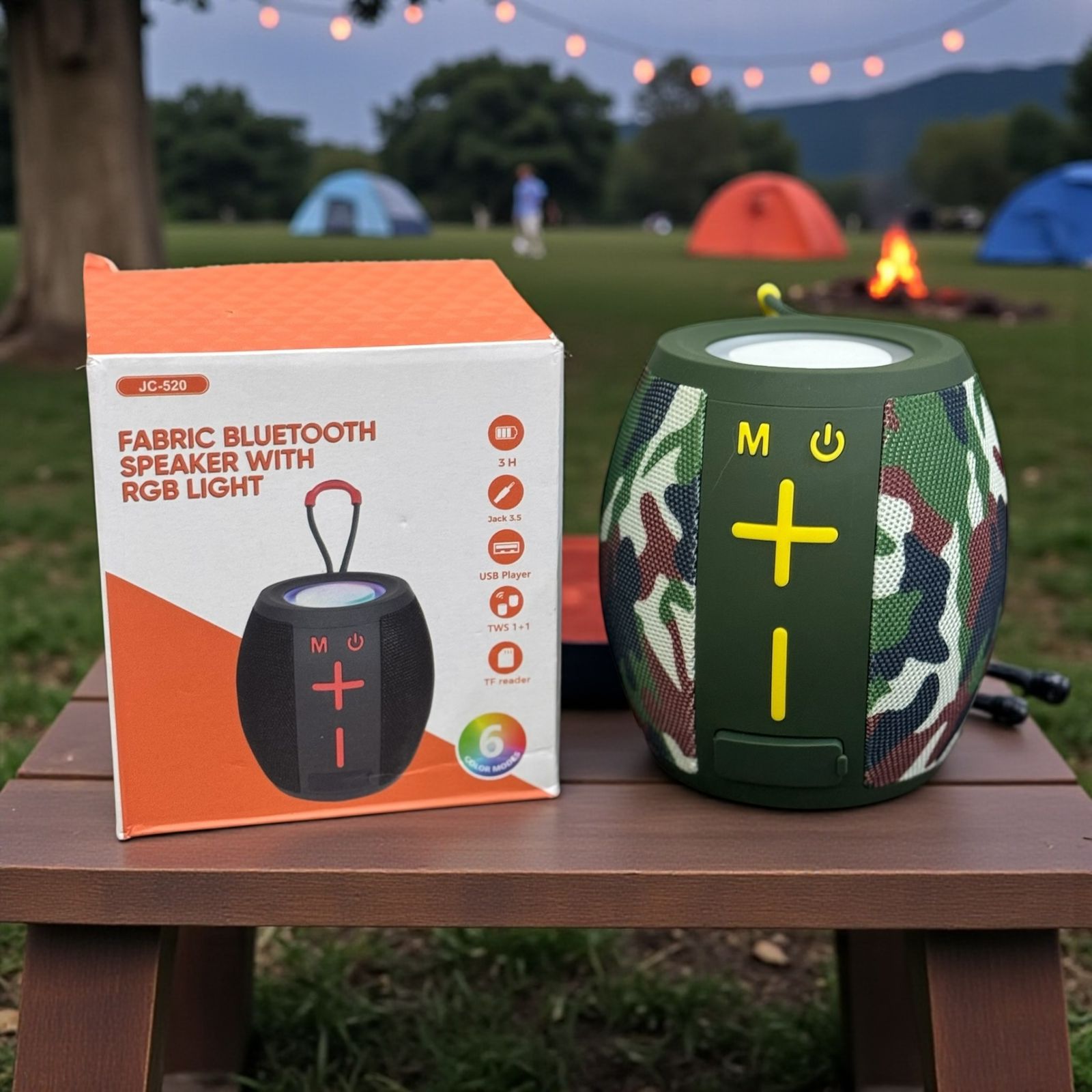 JC-520 Fabric Bluetooth Speaker with RGB Light – Portable Wireless Speaker