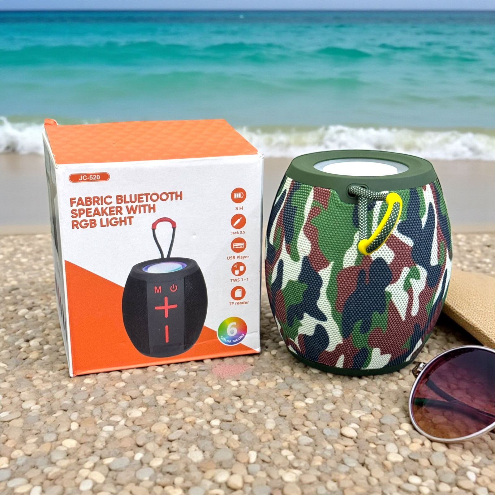 JC-520 Fabric Bluetooth Speaker with RGB Light – Portable Wireless Speaker