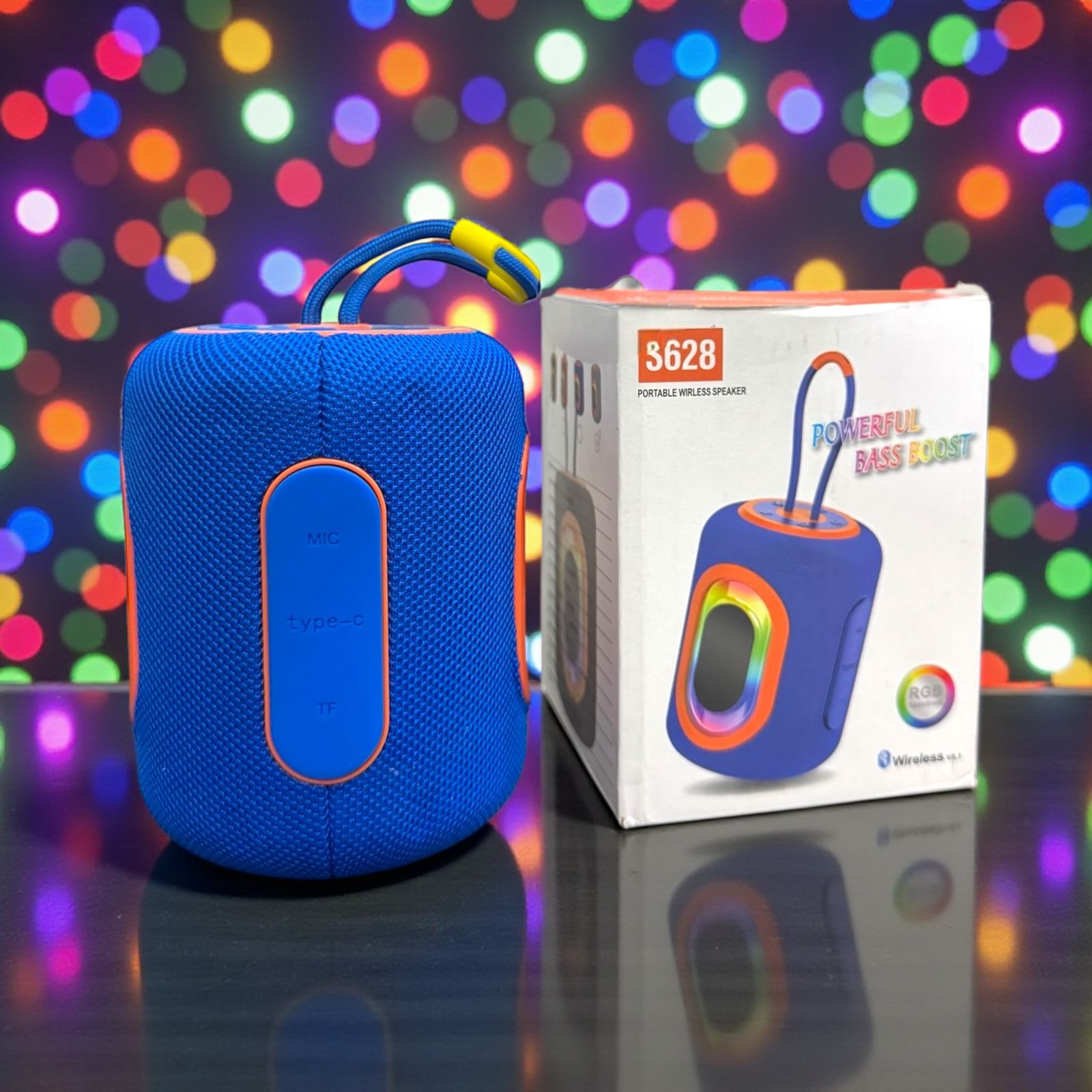 S628 Portable Bluetooth Speaker with RGB Lights | Wireless Bass Boost Speaker