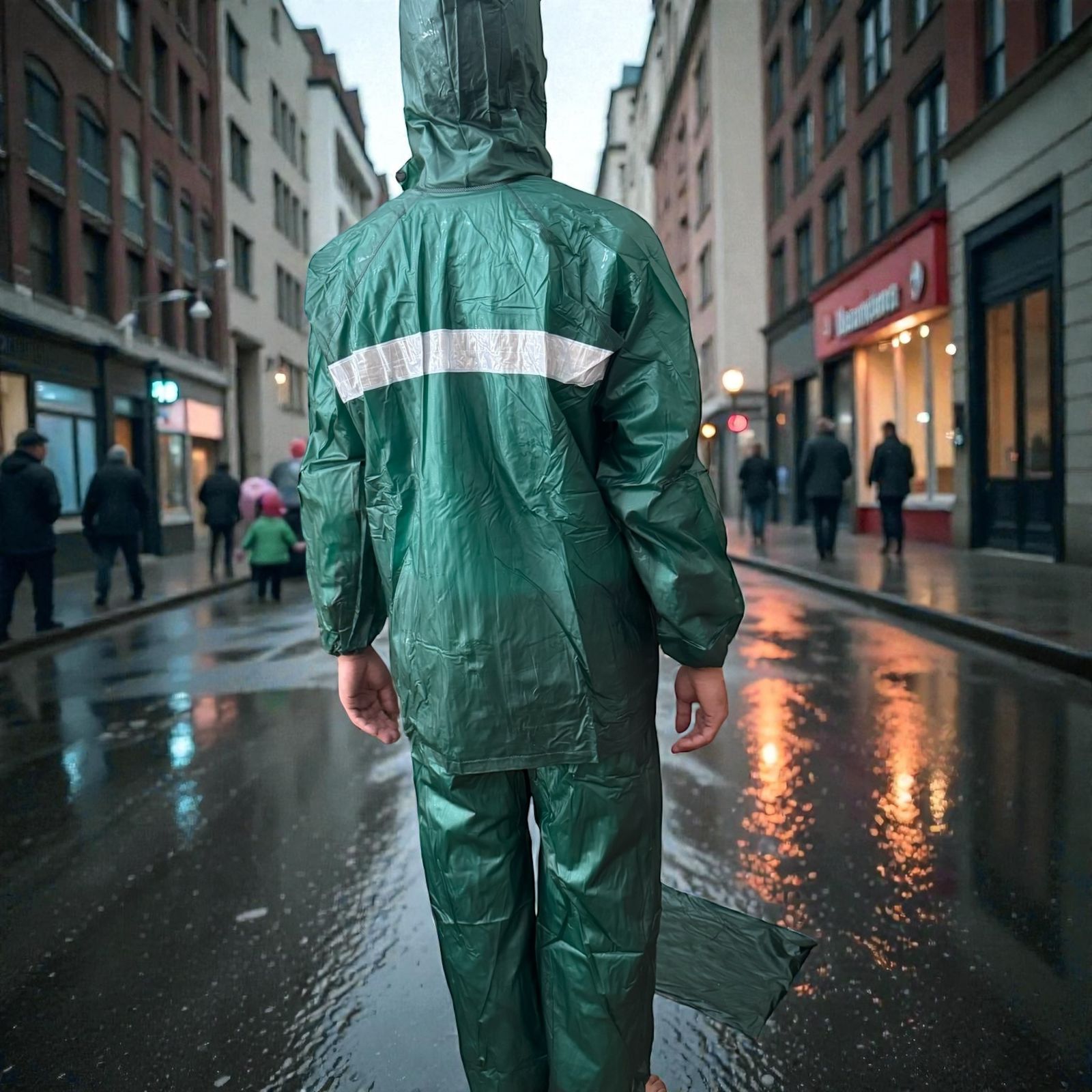 Heavy Duty Waterproof Raincoat Suit – Reflective Hooded Rain Jacket & Pants Set