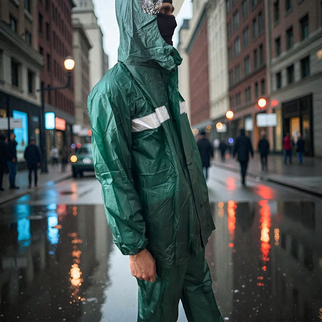 Heavy Duty Waterproof Raincoat Suit – Reflective Hooded Rain Jacket & Pants Set